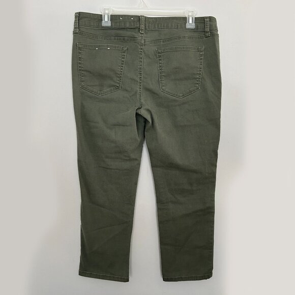 SONOMA Capri Crop Stretch Ladies Olive Green Soft Jeans. Size 14. Zip Pockets - Picture 3 of 12